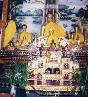 Buddha-Figuren im Innern des Wat Phrathat Tschom Thong (21.4 K)