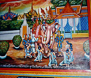 Wandmalereien im Innern des Viharn von Wat Phra Singh. (20.6 K)