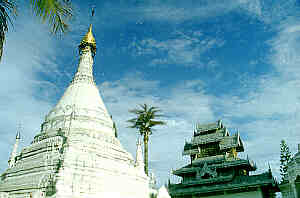 Burmese Chedi of Wat Phrathat Kong Mu, Doi Kong Mu, Mae Hong Sorn, Mae Hong Sorn Province, North Thailand.